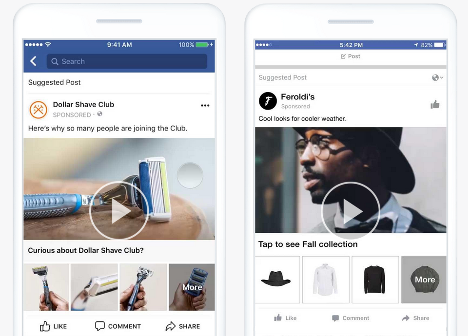 Facebook Collection Ad Beispiele