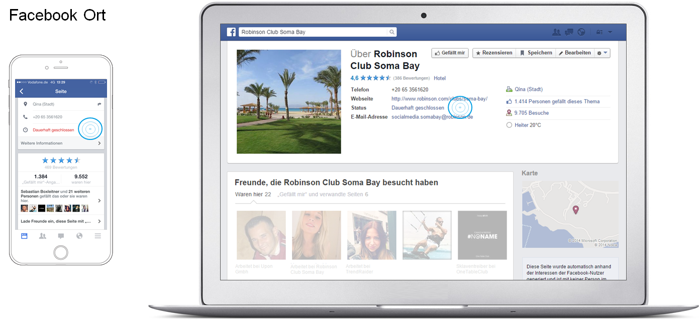 Facebook Places - Beispiel Robinson Club Soma Bay Ort