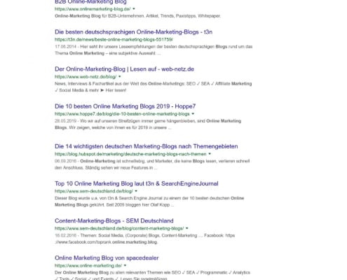 Google Suche nach Keyword