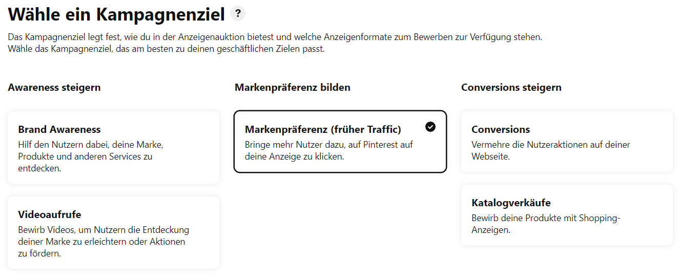 Pinterest Marketing Kampagnenziele Pinterest Marketing Kampagnenziele